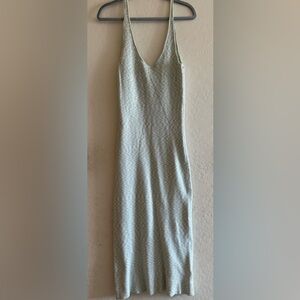 Abercrombie & Fitch, LT, fitted knit green/white sleeveless midi dress